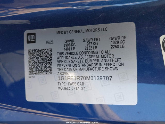 1G1FE1R70M0139707 Chevrolet lt1 - direct injection, afm, variable valve timing, high output, alum