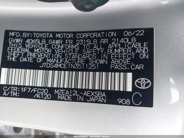JTDS4MCE1N3511251 Toyota m20a-fks