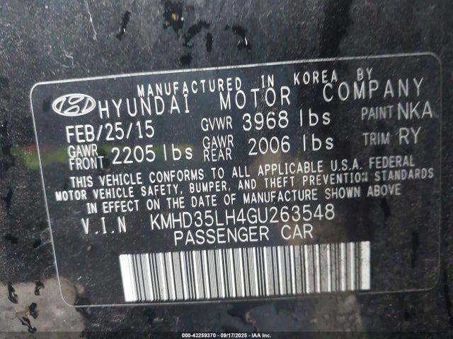 KMHD35LH4GU263548 Hyundai dohc gdi nu
