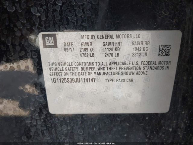 2018 CHEVROLET IMPALA 1G1125S39JU114147 Photo 8