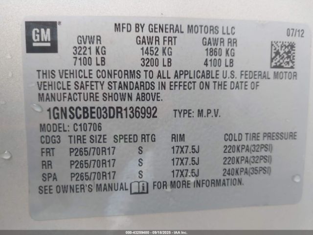 2013 CHEVROLET TAHOE 1GNSCBE03DR136992 Photo 8