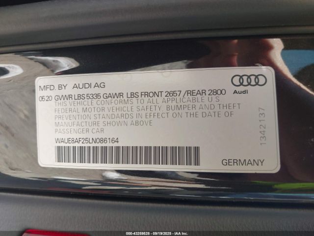 2020 AUDI A6 WAUE8AF25LN086164 Photo 8