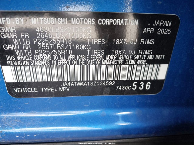 JA4ATWAA1SZ034592 Mitsubishi tc/ic mivec