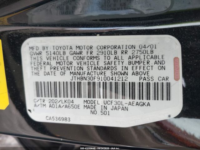 2001 LEXUS LS 430 JTHBN30F910041212 Photo 8
