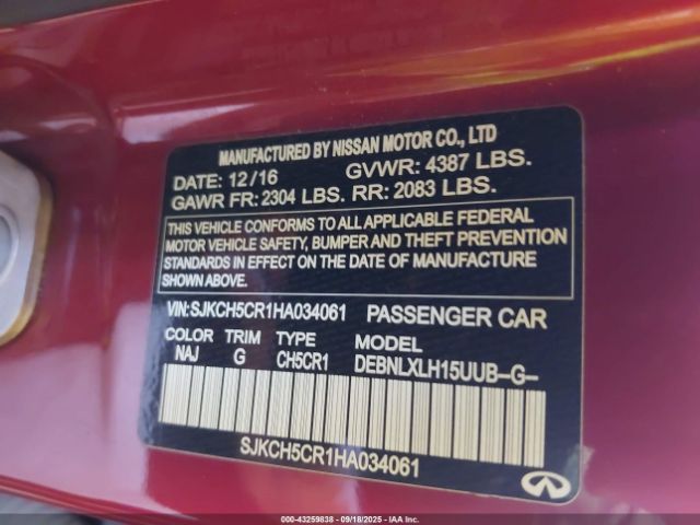 2017 INFINITI QX30 SJKCH5CR1HA034061 Photo 8