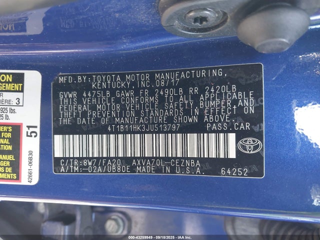 4T1B11HK3JU513797 Toyota a25a-fks