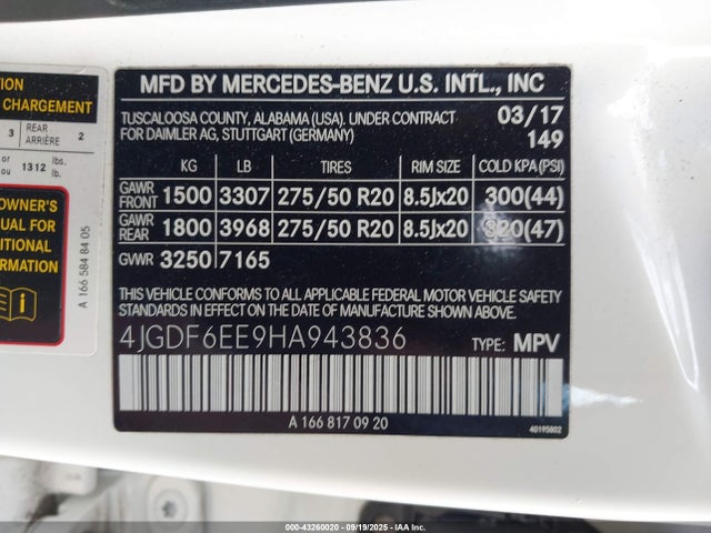 4JGDF6EE9HA943836 Mercedes-Benz m276