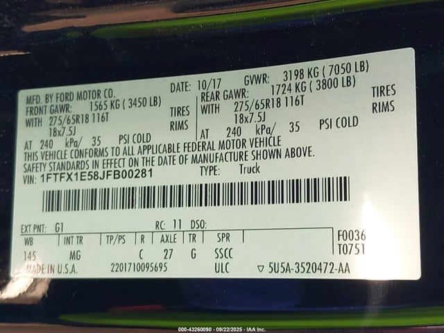 Ford 5.0l 4v 2018 1FTFX1E58JFB00281 Image 9