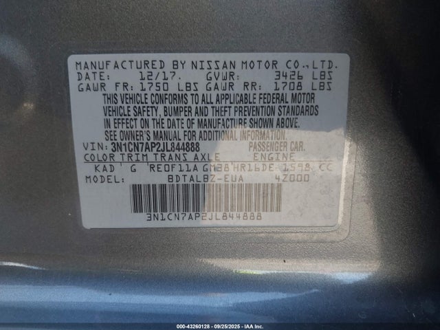 3N1CN7AP2JL844888 Nissan 2018
