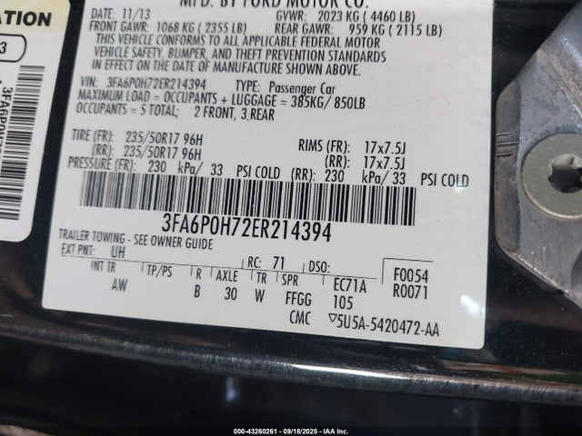 Ford 2014 2014 3FA6P0H72ER214394 Image 9