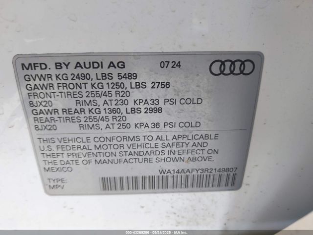 2024 AUDI Q5 SPORTBACK WA14AAFY3R2149807 Photo 8
