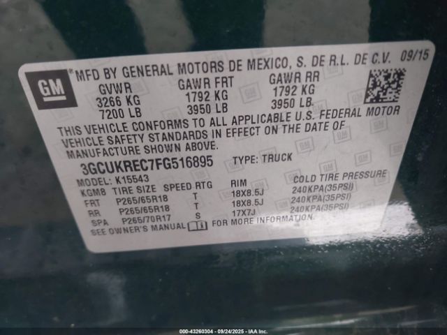 2015 CHEVROLET SILVERADO 1500 3GCUKREC7FG516895 Photo 8