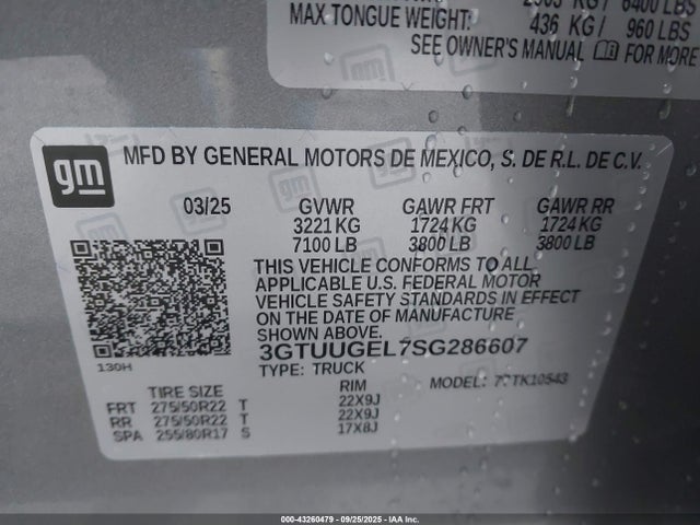 3GTUUGEL7SG286607 GMC l87