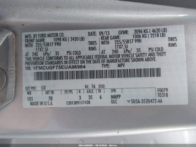 1FMCU0F75EUA96984 Ford 2014
