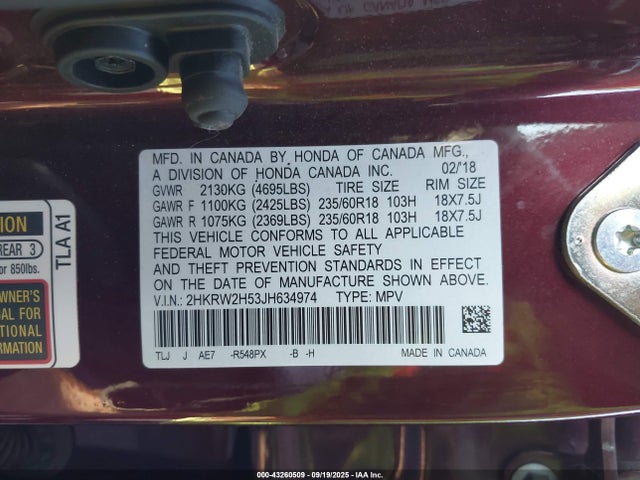 2HKRW2H53JH634974 Honda l15be