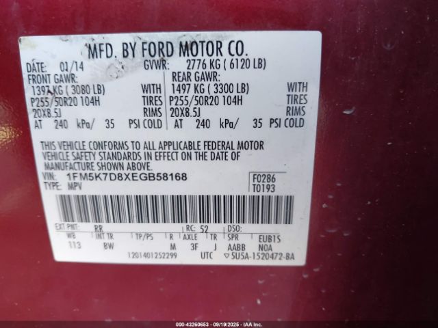 2014 FORD EXPLORER 1FM5K7D8XEGB58168 Photo 8