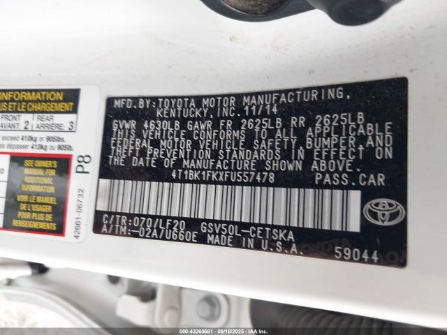4T1BK1FKXFU557478 Toyota Camry