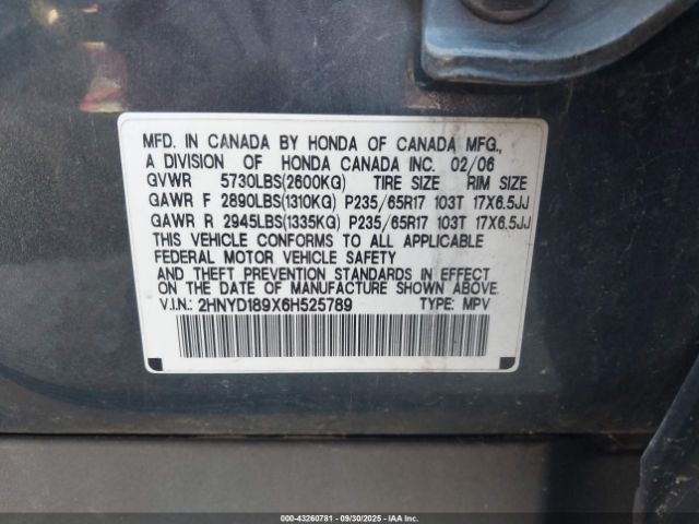 2006 ACURA MDX 2hnyd189x6h525789 Photo 8