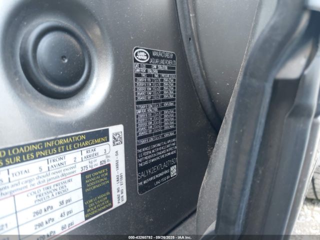 2020 LAND ROVER RANGE ROVER VELAR SALYK2EX7LA271501 Photo 8