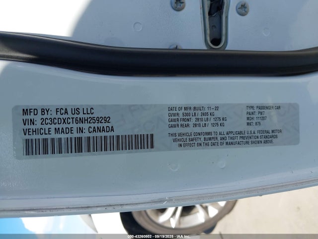 2C3CDXCT6NH259292 Dodge CHARGER R/T