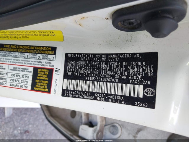 4T1BK1EB4JU267070 Toyota 2gr-fe