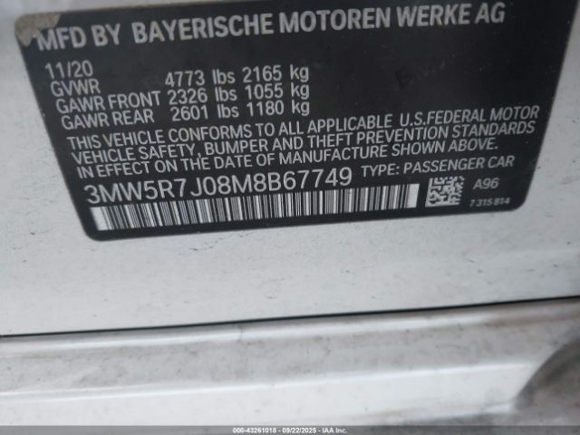 2021 BMW 330I 3MW5R7J08M8B67749 Photo 8