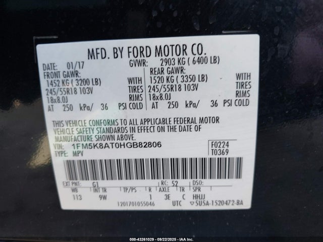 1FM5K8AT0HGB82806 Ford 3.5l gtdi