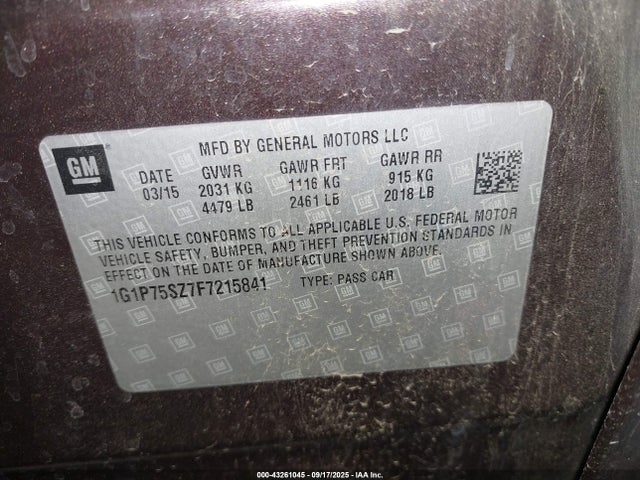 1G1P75SZ7F7215841 Chevrolet luz