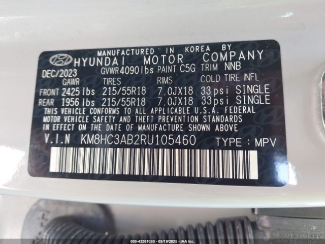 2024 HYUNDAI KONA KM8HC3AB2RU105460 Photo 8
