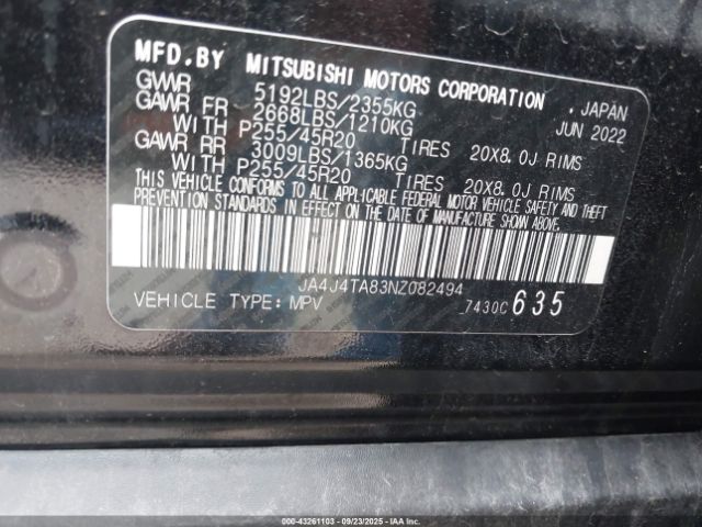 2022 MITSUBISHI OUTLANDER JA4J4TA83NZ082494 Photo 8