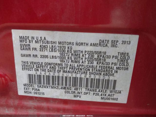 2014 MITSUBISHI OUTLANDER SPORT 4A4AR3AUXEE009353 Photo 8