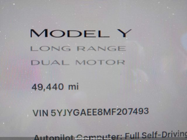 2021 TESLA MODEL Y 5YJYGAEE8MF207493 Photo 6
