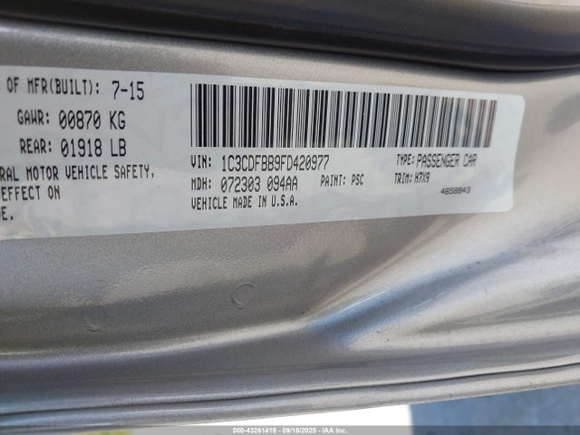 Dodge 2015 2015 1C3CDFBB9FD420977 Image 9