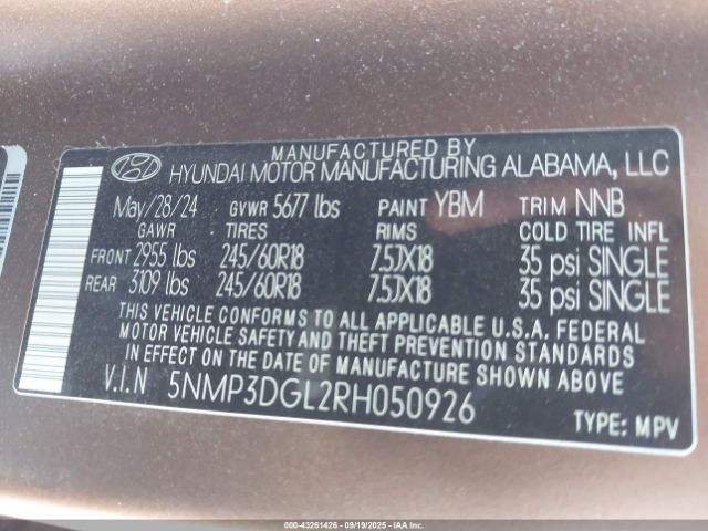 2024 HYUNDAI SANTA FE 5NMP3DGL2RH050926 Photo 8