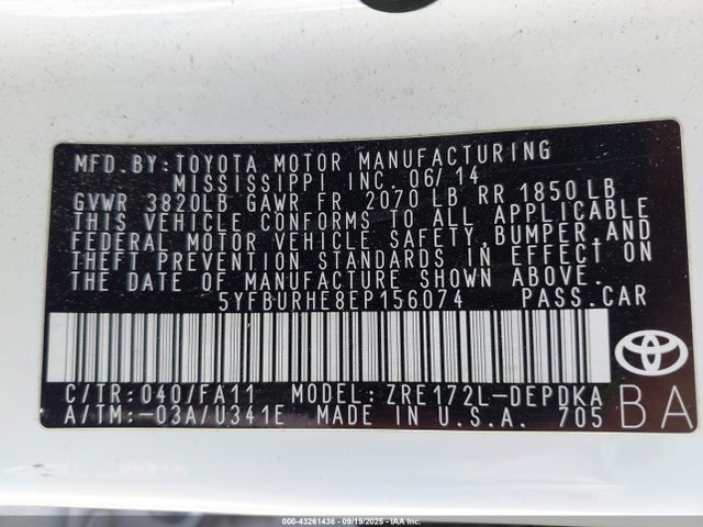 Toyota 2zr-fe 2014 5YFBURHE8EP156074 Image 9