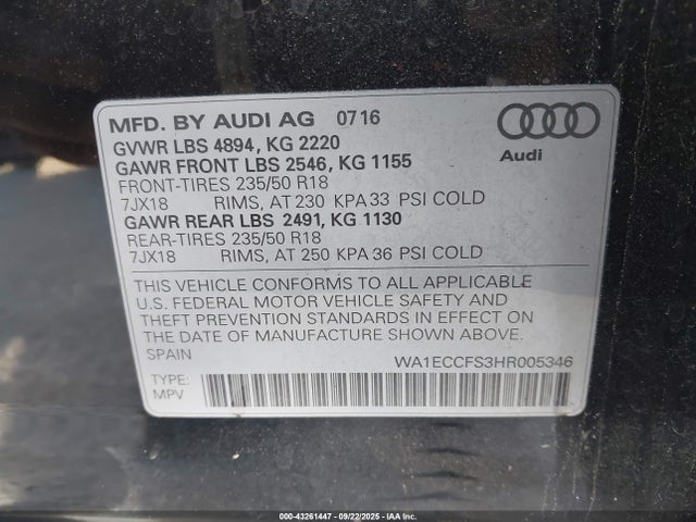 Audi 2017 2017 WA1ECCFS3HR005346 Image 9
