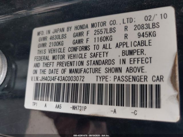 2010 ACURA TSX JH4CU4F43AC003072 Photo 8
