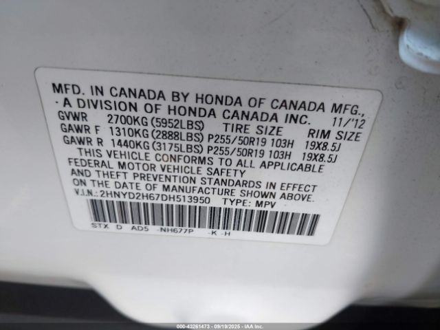 2013 ACURA MDX 2HNYD2H67DH513950 Photo 8