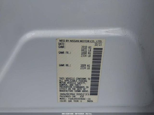 1N4AZ0CP0GC300235 Nissan Leaf