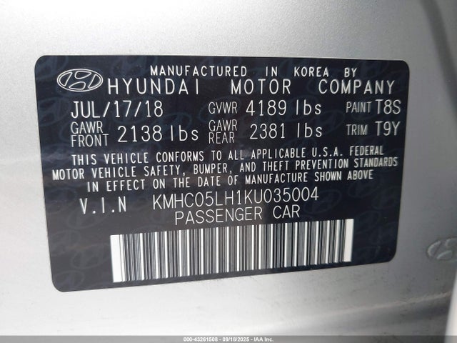 KMHC05LH1KU035004 Hyundai Ioniq