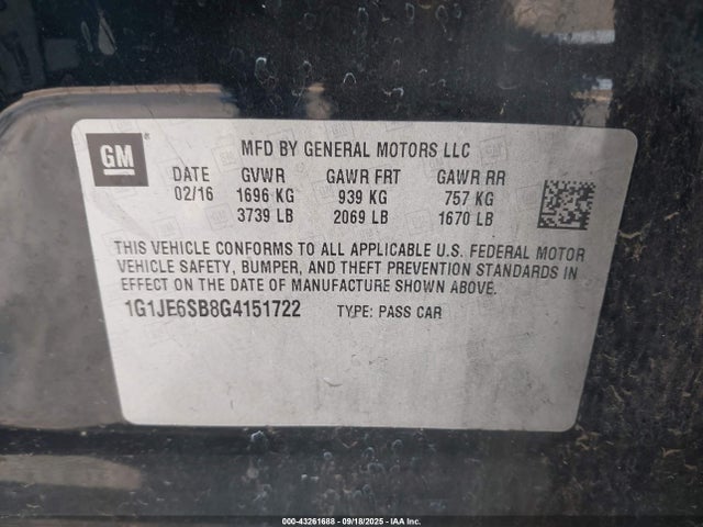 1G1JE6SB8G4151722 Chevrolet luv - vvt, alum, e85 max