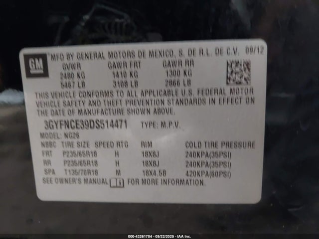 2013 CADILLAC SRX 3GYFNCE39DS514471 Photo 8