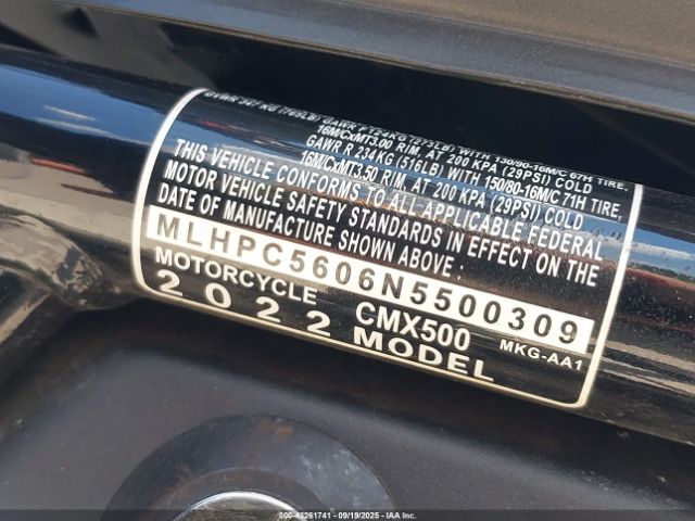 2022 HONDA CMX500 MLHPC5606N5500309 Photo 9