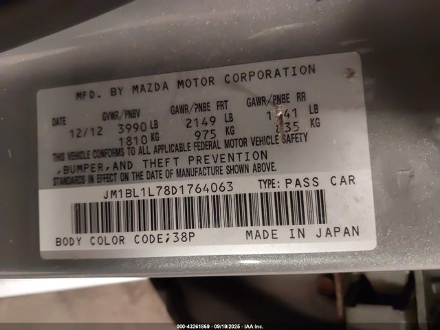 Продаж на аукціоні авто 2013 Mazda Mazda3 I Touring, vin: JM1BL1L78D1764063, номер лоту: 43261869