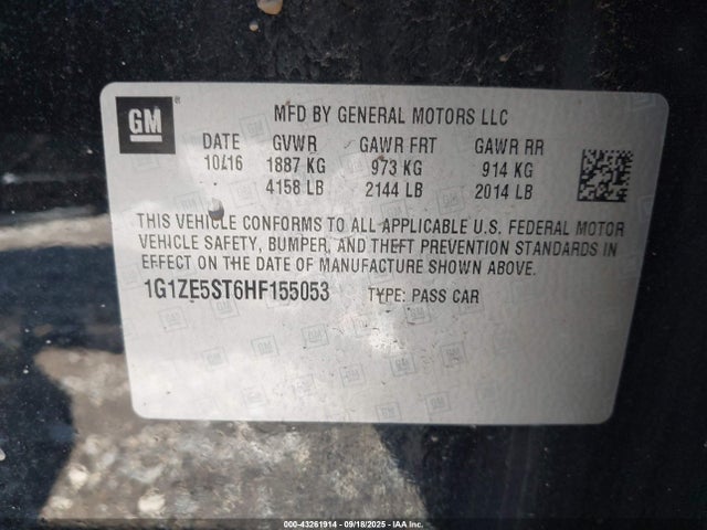 1G1ZE5ST6HF155053 Chevrolet lfv - di: direct injection, vvt: variable valve timing, gen 1