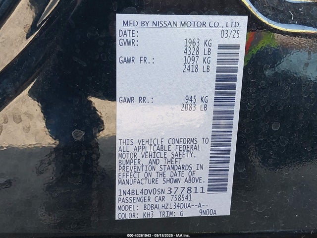 1N4BL4DV0SN377811 Nissan 2025