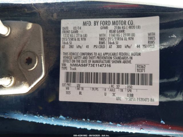 2014 FORD TRANSIT CONNECT NM0AS8F73E1147316 Photo 8