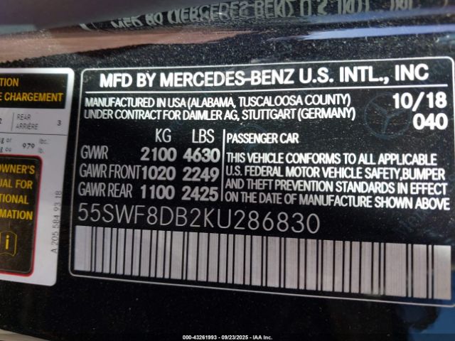 2019 MERCEDES-BENZ C 300 55SWF8DB2KU286830 Photo 8