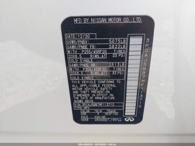 2021 INFINITI QX50 3PCAJ5BB7MF113710 Photo 8