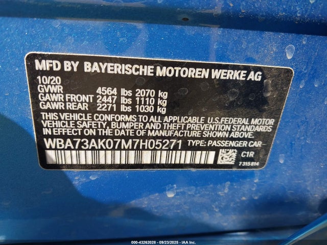 BMW 2021 2021 WBA73AK07M7H05271 Image 9